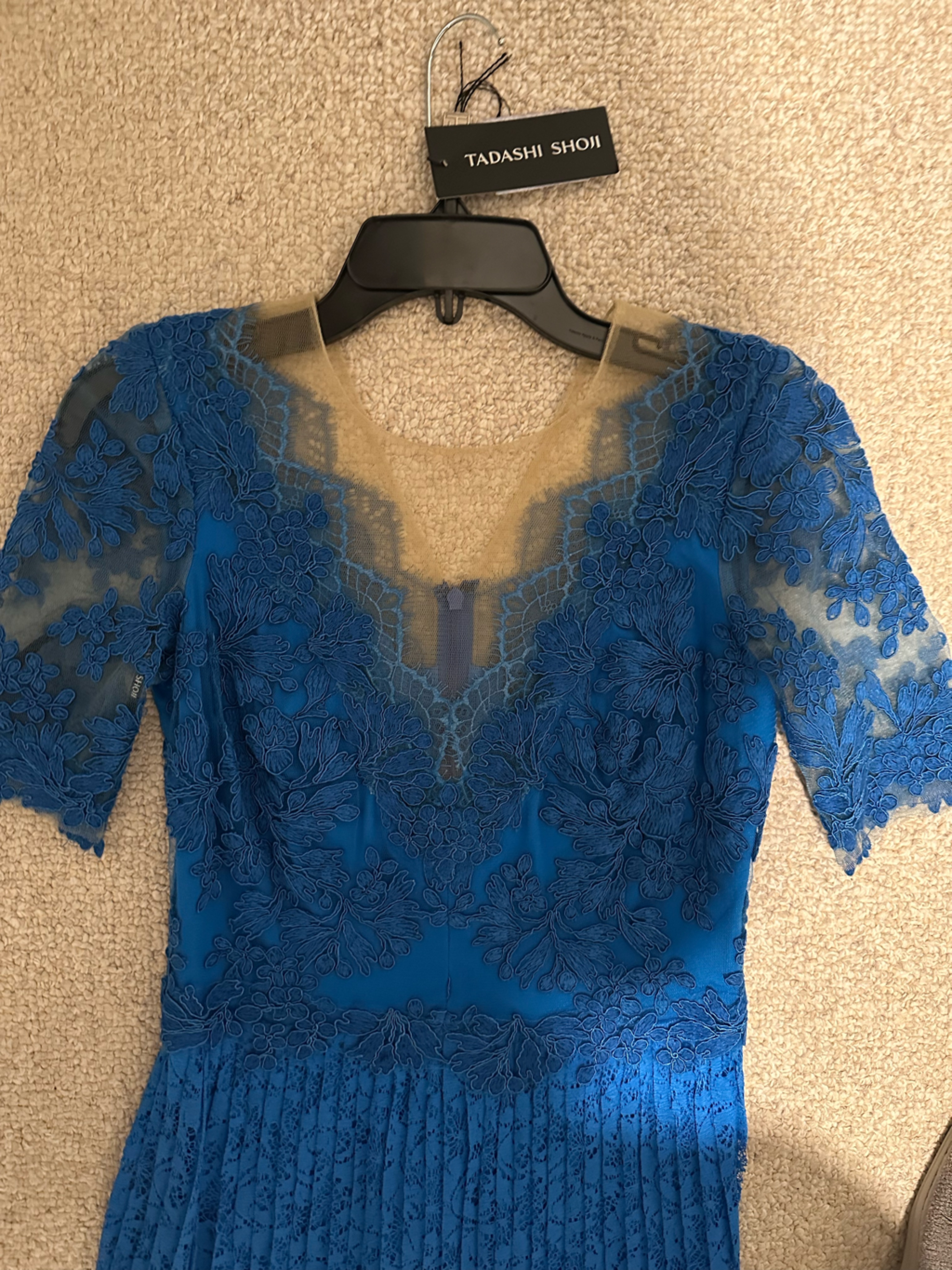 Tadashi Shoji Royal Blue Lace Illusion Wedding Dress